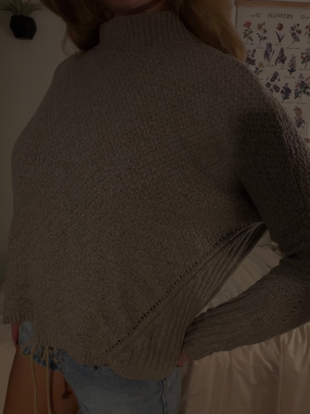 light brown mock neck sweater